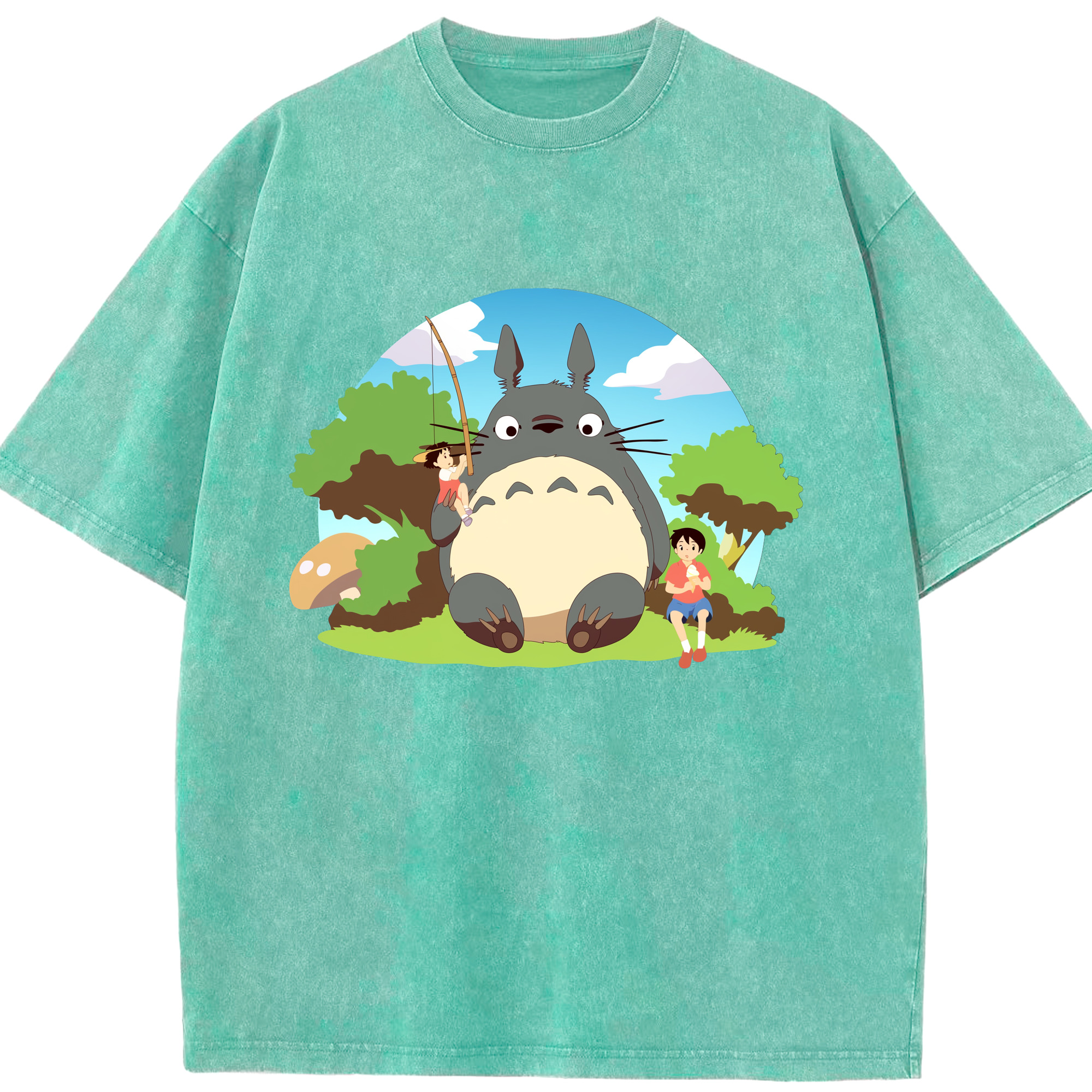 （画像用） となりのトトロ 草壁メイ 草壁サツキ My Neighbor Totoro Satsuki Kusakabe Mei Kusakabe 綿100% ヴィンテージ風 半袖Tシャツ（フロントプリント）